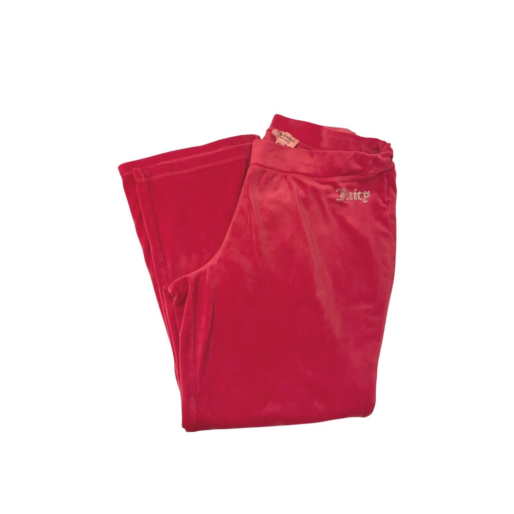 Juicy Couture Pink Velour Track Pants Rhinestone Logo XXL Y2K Lounge Pants